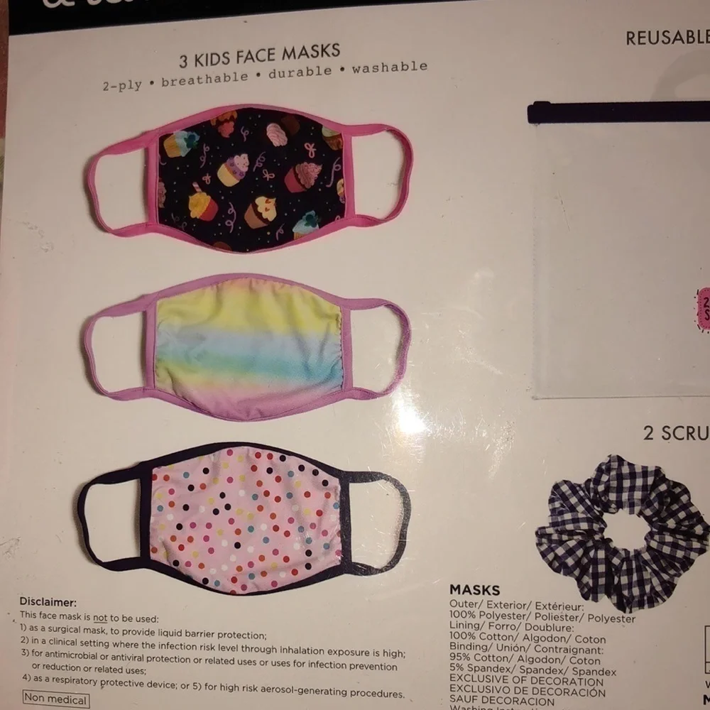 Addie & tate Washable Kids Face Mask and scrunchies with reusable pouch